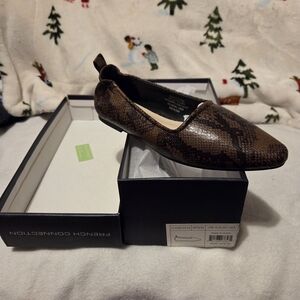 French Connection Brown Snake-Print Slip-On Loafers